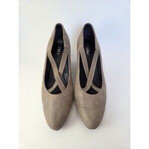 Vaneli Womens Taupe Textured Wedge Platform Pumps Crisscross Elastic Straps 8.5M